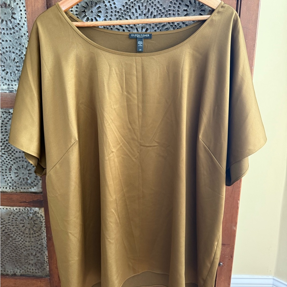NWOT: Eileen Fisher Women's Olive-Gold Blouse 2X